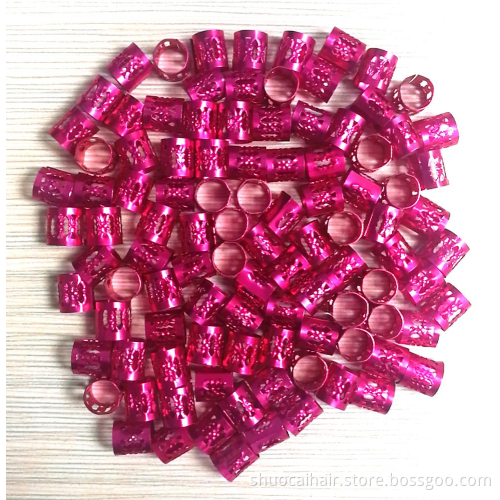 High Quality Colorful Metal Cuff Hair Beads For Synthetic Crochet Braids Hair Extension Accessories 100pieces/pack 10*10mm/pc